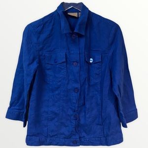 Chico’s Blue 3/4 Sleeve Career Wear Linen size 1